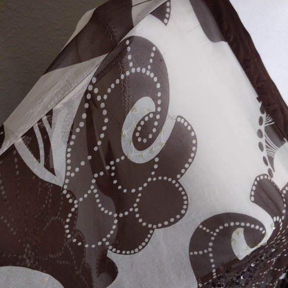 Bebe Silk Vintage 90s Sheer Cover Kimono Wrap Top Beaded Brown - Picture 4 of 8